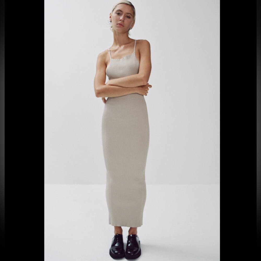 Zara Knitted Halter Midi Dress